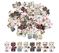 DICOSMETIC 48Pcs 8 Styles Kitty Cat Charms Cartoon Kitten Charms Printed Animal Charms Light Gold Cat Pendants Alloy Playful Feline Components for DIY Jewelry Making, Hole: 1.6m