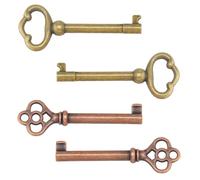 DICOSMETIC 4Pcs 2 Styles Skeleton Keys 6cm Vintage Hollow Barrel Key Alloy Furniture Key Universal Skeleton Replacement Keys for Cabinet Doors Dresser Drawers Floor Clock