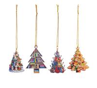 DICOSMETIC 4Pcs 4 Styles Christmas Tree Ornament Flat Christmas Dog Guitar Food Bookshelf Tree Festival Hanging Decor Acrylic Car Hanging Decoration for Party Home Room Office