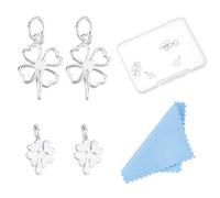 DICOSMETIC 4Pcs 925 Sterling Silver Charms Four Leaf Clover Charms St. Patrick's Day Charm Lucky Clover Charm Silver for Bracelet Necklace Jewelry Making, Hole:2mm