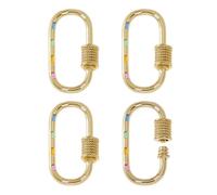 DICOSMETIC 4Pcs Colorful Carabiner Necklace Charm Brass Cubic Zirconia Screw Carabiner Lock Charms 18K Gold Plated Keychain Carabiner Clip Small Screw Locking Carabiners for Jewelry Making