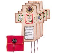 DICOSMETIC 4Pcs Handmade Catholic Pocket Shrine with Silver Cross and Sacred Medal Mini Catholic Devotional Shrine Portable Faith Altar Religious Gift for Women Men