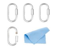 DICOSMETIC 4Pcs Oval Screw Carabiner Lock Clasp 925 Sterling Silver Carabiner Clips Cute Carabiners Keychain Small Screw Lock Charms Screwable Key Rings for Hiking Traveling Dog Leash Handbag