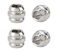 DICOSMETIC 4Pcs Paracord Lanyard Beads 12x11MM Stainless Steel European Beads 6MM Large Hole Bead Stainless Steel Lanyard Bead for EDC Knife Lanyards Keychain Bracelet, Drum Shape