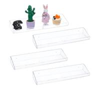 DICOSMETIC 4Pcs Plastic Wall Shelves Clear Floating Shelf 15x4x1-2 Inch Wall Organizer Small Display Shelf Stand No Drilling Hang Wall Adhesive Shelves for Bathroom Toilet Kitchen Decor