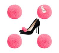 DICOSMETIC 4Pcs Pom Pom Shoe Clip Hot Pink Detachable Shoe Clip 5.1cm Fluffy Shoes Buckle Artificial Wool Ball Shoes Decoration for Women Boots Hat Flats Clothing Handbag