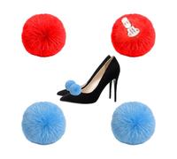 DICOSMETIC 4Pcs Pom Pom Shoe Clip Red Blue Detachable Shoe Clip 5.8cm Fluffy Shoes Buckle Artificial Wool Ball Shoes Decoration for Women Boots Hat Flats Clothing Handbag