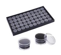 DICOSMETIC 50 Grids Black Diamond Display Case Acrylic Gemstone Box with Sponge Foam Gem Jars Round Empty Jewelry Container for Jewelry Nail Display Storage