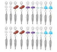 DICOSMETIC 50Pcs 5 Styles Feather Charms Pendants Alloy Gemstone Charms Wing Feather Pendants Charms Single Feathered Leaf Pendant with Stone for Jewelry Making, Hole: 2mm