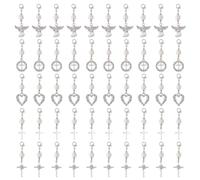 DICOSMETIC 50Pcs 5 Styles Religious Zipper Pull Charm Cross Zipper Charm Cross Angel Rosary Clip on Charms Angel Wing Zipper Pull Purse Charm Zipper Puller Decoration for Luggage
