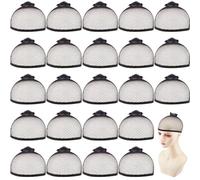 DICOSMETIC 50Pcs Black Wig Caps Elastic Mesh Hair Net Stretchy Polyester Fishnet Wig Cap Closed End Hair Mesh Net Liner Weaving Caps for Women Ladies Long and Short Hairs