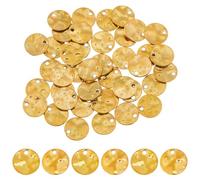 DICOSMETIC 50Pcs Flat Round Charms Real 18K Gold Plated Disc Charms Textured Round Charms Metal Bumpy Surface Charms Blank Message Word Tag Pendants for Jewelry Making, Hole: 1.5mm