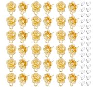 DICOSMETIC 50Pcs Flower Earring Finding Flower Earrings Stud 14x11mm Gold Spring Earrings Studs Alloy Earring Stud with Loop with 100Pcs Plastic Ear Nuts for Jewelry Making