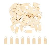 DICOSMETIC 50Pcs Metal Stamping Blanks Rectangle Small Brass Tag Charms Flat Rectangle Bar Charms Message Word Charms for Jewelry Making, Hole: 1.2mm