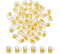 DICOSMETIC 50Pcs Mini Beer Mug Plastic Dollhouse Miniature Beer Cup Tiny Beers Charm Yellow Artificial Drink Mug Realistic Beers Practical for Jewelry Making Keychain Micro Landscape Ornament