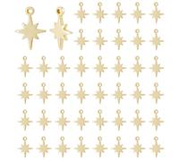 DICOSMETIC 50Pcs North Star Charms Brass Point Star Pendant Real 18K Gold Plated Vintage Charm Celestial Charms Metal Pendant Mini Stars Charm for Jewelry Earrings Necklaces Making, Hole: 0.8mm