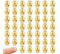 DICOSMETIC 50Pcs Stainless Steel Oval Beads 18K Gold Plated Beads 5x4mm Small Smooth Metal Bead Barrel Spacer Bead for DIY Necklace Bracelet Jewelry Making, Hole: 1.5mm