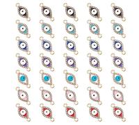 DICOSMETIC 56Pcs 7 Colros Evil Eye Connector Charms Alloy Pendant Links Colorful Enamel Crystal Rhinestone Horse Eye Charms Lucky Pendants for DIY Bracelet Necklace Jewerly Making, Hole: 1.6mm