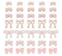 DICOSMETIC 56Pcs 7 Styles Bow Charm Bulk Alloy Enamel Bowknot Charms Bow Tie Charms Cute Bowknot Pendants Metal Pink Bow Tie Kawaii Dangle Pendants Romantic Charm for DIY Craft Jewelry Making