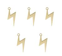 DICOSMETIC 5pcs Stainless Steel Golden Lightning Bolt Pendant Zig Zag Pendant Thunderbolt Pendant Hip Hop Vintage Antique Necklace for Bracelet Necklace Earrings Making
