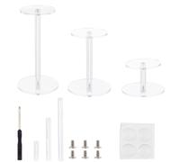 DICOSMETIC 6 Bags 3 Sizes Flying Miniatures Acrylic Display Stand Round Flying Miniatures Combat Riser Clear Combat Display Stands for Tabletop RPG and Board Games Displaying