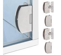 DICOSMETIC 6 Sets No-Drill Glass Door Hinges Zinc Alloy Frameless Glass Hinge Adaptive Platinum Pvd Cabinet Showcase Hinge 46.5x56x29mm/1.83x2.2x1.14inch