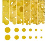 DICOSMETIC 6 Sizes 880Pcs Flat Round Sequin Paillettes Plastic Sequins for Crafts 8/10/12/16/19/25mm Golden Metallic Metalic Large Loose Sequins for Decoration Garment Embroidery