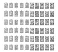 DICOSMETIC 60Pcs 10 Styles Tarot Pendants Antique Silver Alloy Pendants Rectangle Card Jewelry Charms Major Arcana Astrology Divination Charms for DIY Jewelry Making, Hole: 1.8mm