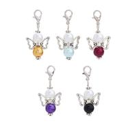 DICOSMETIC 60Pcs 5 Colors ngel Wing Charms Guardian Angel Charms Colorful Beads Charms with Lobster Clasps Fairy Dangle Pendants for Purse Key Holders Baby Shower Favor