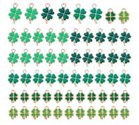 DICOSMETIC 60Pcs 5 Styles Enamel Clover Charms St. Patrick's Day Cloverleaf Charm Four Leaf Clover Charms Green Shamrock Charm for DIY Necklace Bracelet Earring Jewelry Making