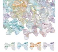 DICOSMETIC 60Pcs Acrylic Bow Bead Colorful Bow Tie Beads Bowknot Aesthetic Beads Cute Transparent Bowknot Spacer Bead for Bracelet Necklace Earring Jewelry Making