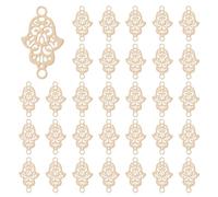 DICOSMETIC 60Pcs Brass Hamsa Hand Charms Light Gold Hand Connector Charms Hand Connector Charms Jewish Hand Charms 2-Hole Connector Charms for Jewelry Making, Hole: 1.6mm