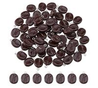 DICOSMETIC 60Pcs Coffee Beans Charms Bulk 19.5mm Cute Bean Pendant Resin Food Charm Mini Cafe Charms Coconut Brown Coffee Charm for DIY Jewelry Making Necklace Bracelet Earring Keychain