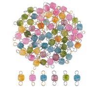 DICOSMETIC 60Pcs Gemstone Connector Charm Cube Stone Link Charms Natural Tourmaline Charms with Double Loops 5x12x5mm for Necklace Bracelet Earring Jewelry Making Crafts DIY Projects
