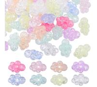 DICOSMETIC 60Pcs Large Acrylic Cloud Beads Crackle Transparent Acrylic Beads Colorful 3D Cloud Bead Cute Chunky Focal Bead for Keychain Pens DIY Jewelry Making, Hole: 2mm