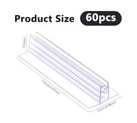 DICOSMETIC 60Pcs Self Adhesive Sign Holder PVC Sneeze Guard Clip Holder Transparent Mini Panel Stands 0.98"x2.97"x0.61" Clear Table Name Tag Holders for Cards Photos