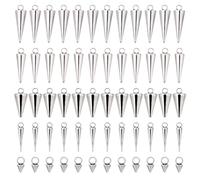 DICOSMETIC 60Pcs Spike Charms Bulk Stainless Steel Cone Charm 18.5mm Hiphop Punk Charms Cone Bead Charm Long Spike Pendant for Necklace Bracelet Jewelry Making DIY Craft