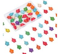 DICOSMETIC 60Pcs Tortoise Charms Sea Turtle Charm Links Double Loops Sea Creature Animal Pendant Synthetic Turquoise Connector Charms Connector Charms for Jewelry Making, Hole: 2.5mm