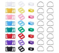 DICOSMETIC 64Pcs Safety Breakaway Buckle 25 Styles Plastic Buckles Doll Bag Buckle Belt Loop Keeper Slider Buckles Cat Collar Buckle Stainless Steel D Rings DIY Doll Pet Collar Accessory