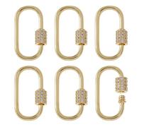 DICOSMETIC 6Pcs 18K Gold Plated Carabiner Necklace Charm Brass Cubic Zirconia Screw Carabiner Lock Charms Small Keychain Carabiner Clip Screw Locking Carabiners for Jewelry Making