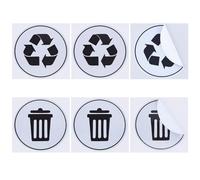 DICOSMETIC 6Pcs 2 Styles Trash and Recycle Sticker Trash Bin Label Round Sign Decal Label Compost Stickers Waste Basket Label Plastic Vinyl Self Adhesive Symbols for Kitchen Home Office Hotel