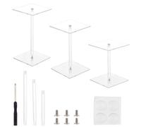 DICOSMETIC 6Pcs 3 Sizes Flying Miniatures Acrylic Display Stand Square Flying Miniatures Combat Riser Clear Combat Display Stands for Tabletop RPG and Board Games Displaying