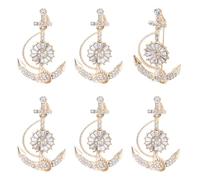 DICOSMETIC 6Pcs Anchor Four Leaf Clover Brooch Lapel Pin Sparkling Rhinestone Brooch Golden Brooches Pin for Backpack Clothes Hat Decorations, Alloy+Rhinestone, no gemstone