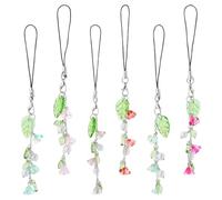 DICOSMETIC 6Pcs Cute Phone Charms Acrylic Glass Flower Mobile Strap Flower Phone Charm Kit Lily of the Valley Cell Phone Charms Aesthetic Floral Charms Strap for Phone Bag Keychain Camera
