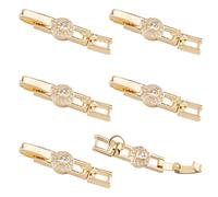 DICOSMETIC 6Pcs Foldover Extension Jewelry Clasps Cubic Zirconia Jewelry Extender Clasps Real 18K Gold Plated Brass Necklace Clasp Small Fold Over Clasp for DIY Bracelet Making