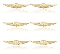 DICOSMETIC 6Pcs Metal Wings Pin Pilot Wing Pin Golden Aviator Pins Air Force Senior Pilot Wing Wings Pilots Badge Alloy Brooch Costume Lapel Pins for Hat Shirt Uniform, 1.5x7.45cm