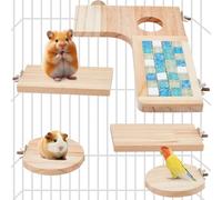 DICOSMETIC 6Pcs Wooden Hamster Cage Platform Animal Cage Jumping Boards Chinchilla Climbing Ladders Rectangle Cages Accessories Rat Cages Standing Boards for Mouse Parrot Small Animal