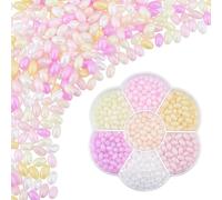 DICOSMETIC 700Pcs 7 Colors Rice Shaped Glass Beads 6.5x4mm Oval Seed Bead Opaque Glass Beads Bulk Assorted Rices Shape Spacer for DIY Necklace Bracelet Earring Jewelry Making