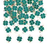 DICOSMETIC 70Pcs Four Leaf Clover Charms Enamel Alloy Charms Small Shamrock Charms Mini Lucky Leaf Charms St. Patrick's Day Charm Green Leaf Pendant for Jewelry Making DIY Crafts