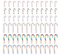 DICOSMETIC 72Pcs 6 Styles Mini Christmas Candy Cane Decoration Clay Candy Canes Ornaments 2.6/5cm Tree Candies Canes Decoration for Dollhouse Craft and Christmas Tree Hanging Decor